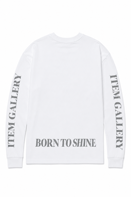 "Born To Shine" Long-sleeve Top - Grey